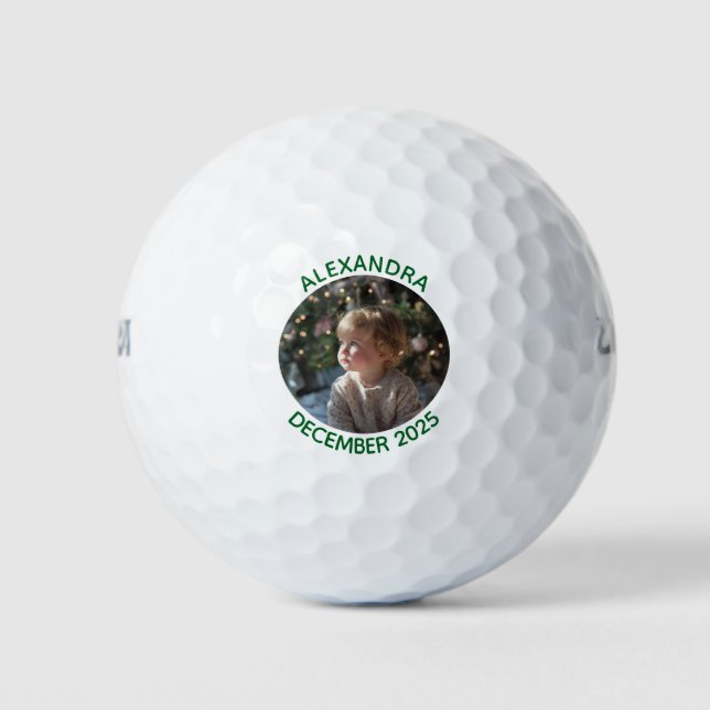 Rundes Familien-Weihnachtsfoto Golfball (Vorderseite)