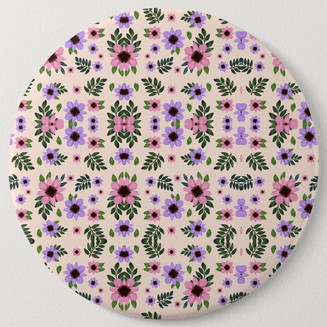Rundes florales Mauspad mit einem symmetrischen  Button (Vorderseite)