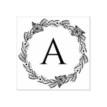 Rundes florales personalisiertes Monogramm-Stempel