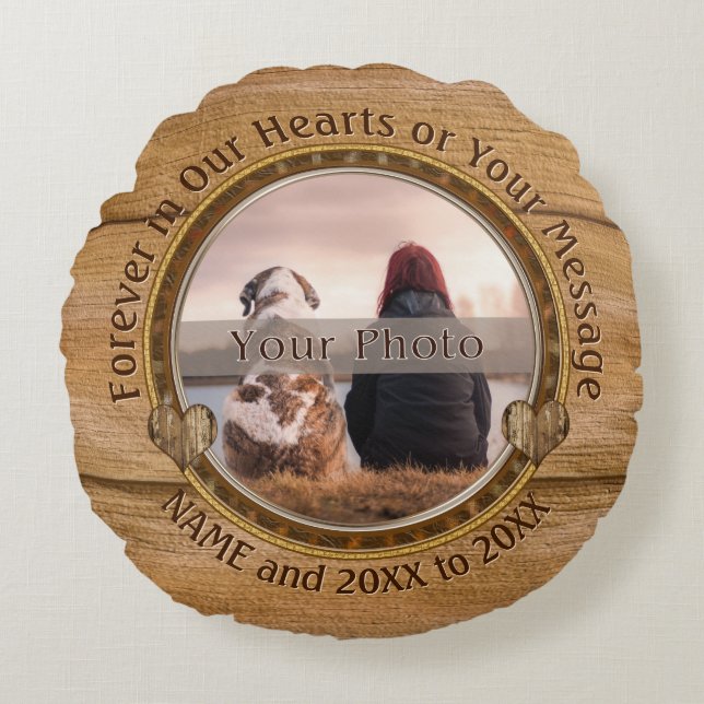 Rundes Foto und personalisiertes Erinnerungskissen Kissen (Vorderseite)