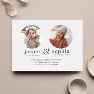 Rundes gemeinsames Geburtstagseinladung mit Foto Einladung