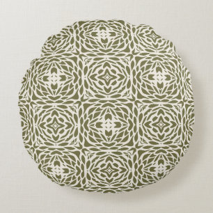 Rundes geometrisches Oliven-Blumenmuster Kissen