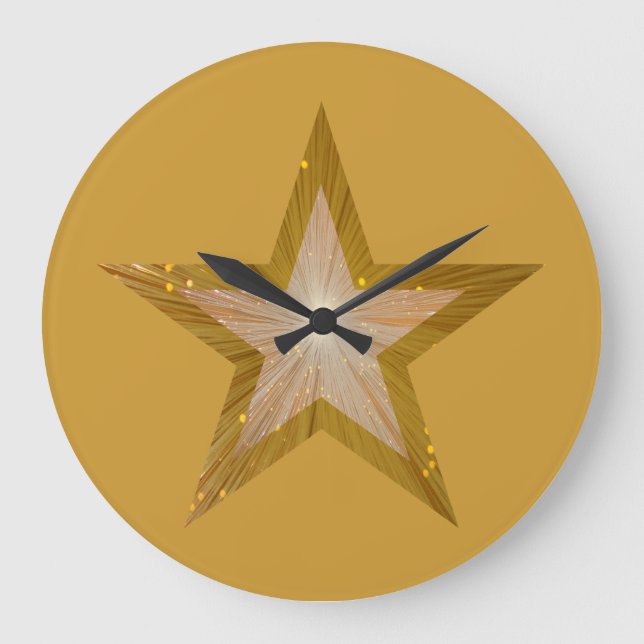 Rundes Gold "der Gold" Stern-Uhr Große Wanduhr (Vorderseite)