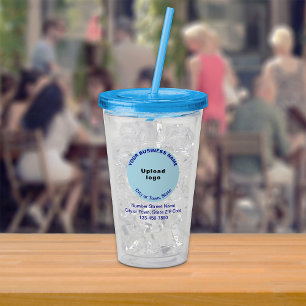 Rundes hellblaues Geschäftsbranding auf Acryltrinkbecher