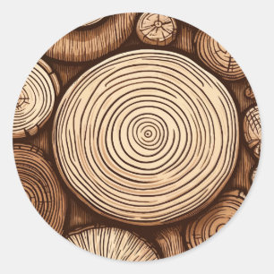 Rundes Holz Baumstämme Holz Holzland Wald Runder Aufkleber