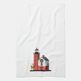 Rundes Insel-Leuchtturm-Weihnachtstuch Handtuch