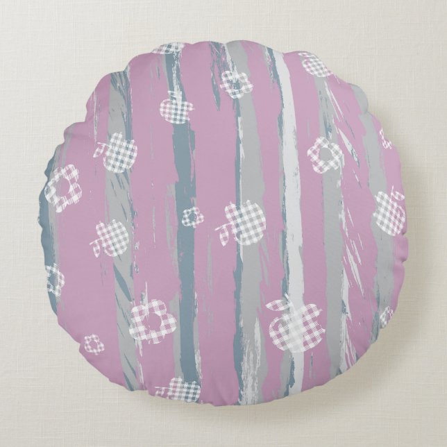 Rundes Kissen – Gingham Orchard (Vorderseite)