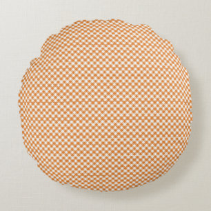 Rundes Kissen mit braun-weißem Gingham-Muster