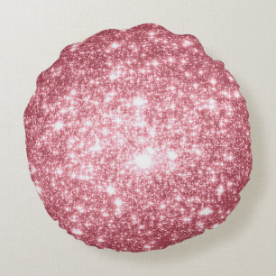 Rundes Kissen mit rosa Sternen