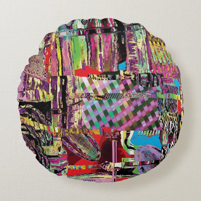 Rundes Kissen – Urban Fractals (Vorderseite)