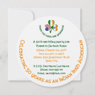Rundes Kleeblatt Indien, USA, Irland Geburtstag Einladung