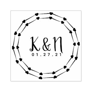 Rundes kreisförmiges Herz-Initial-Logo-Hochzeitsst Gummistempel