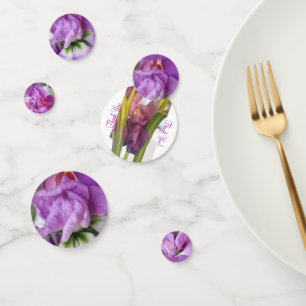 Rundes lila BlumenMotiff Konfetti