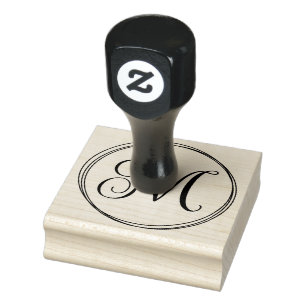 Rundes Monogramm in Lockenschrift Gummistempel