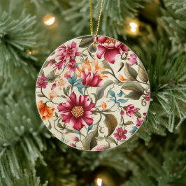 Rundes Ornament mit einem lebendigen Blumenmuster 