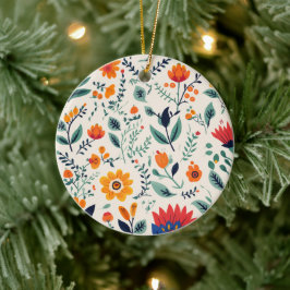 Rundes Ornament mit lebendigem Blumenmuster