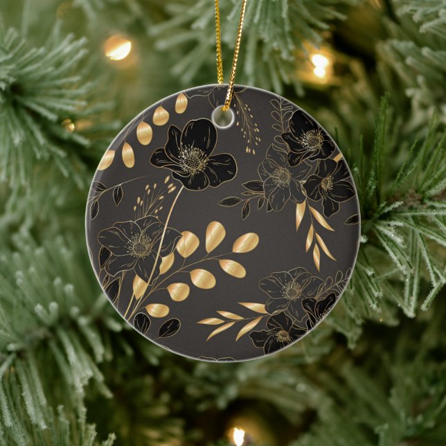 Rundes Ornament mit schwarzem Hintergrund (Baum)