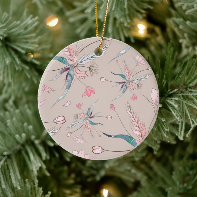 Rundes Ornament mit zartem Blumendesign (Baum)