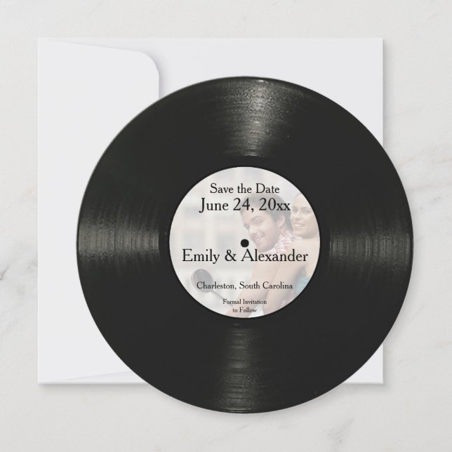 Rundes personalisiertes Foto-Save-the-Date mit Sch Save The Date (Vorderseite)