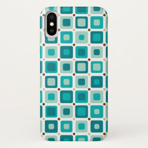 Rundes Quadrat-Muster-Blau Case-Mate iPhone Hülle