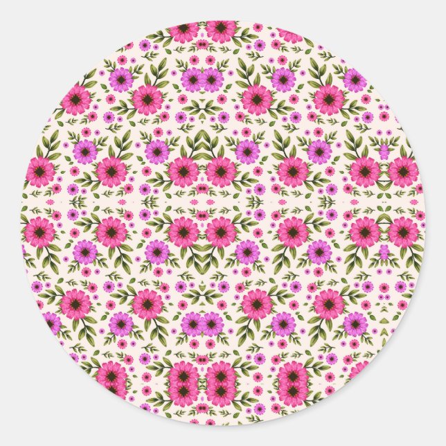 Rundes Sticker-Design mit leuchtendem Rosa  Runder Aufkleber (Vorderseite)