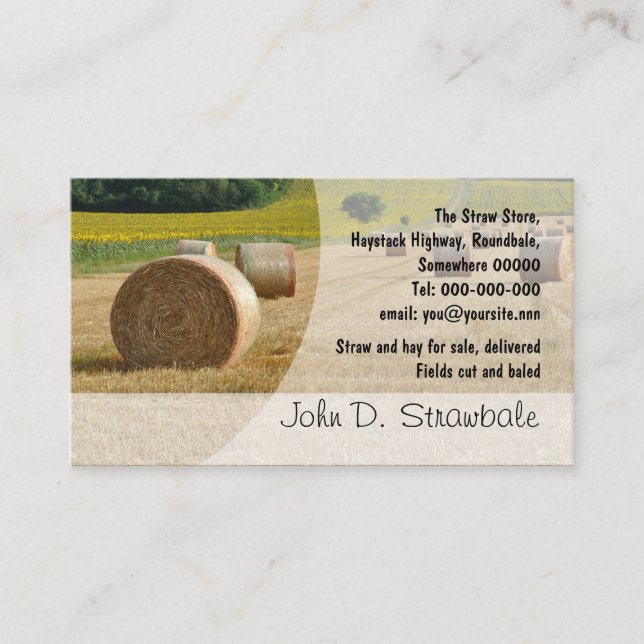 Rundes Stroh emballiert Visitenkarte (Vorderseite)