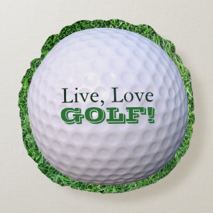 Rundes Throw-Kissen Live, Liebe, GOLF! Rundes Kissen