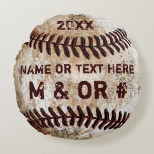 Rundes Vintage-Baseball-Kissen mit 3 PERSONALISIER Kissen