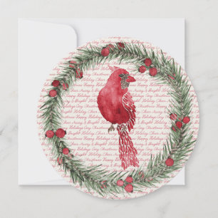Rundes Wasserfarben-Kardinals-Weihnachtskarte Einladung