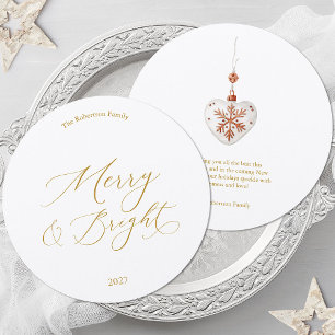 Rundes Weihnachtskarte mit goldener Schrift Einladung