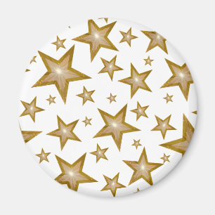 Rundes Weiß des Goldstern-Kühlschrankmagnets Magnet