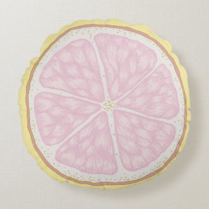 Rundes Wurfkissen in Form einer rosa Zitronenschei Kissen