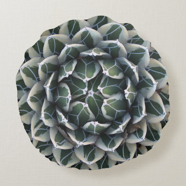 Rundes Wurfskissen der Agave, Baumwolle (16") Rundes Kissen (Rückseite)