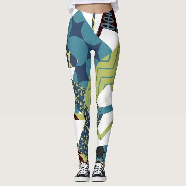 Rundete moderne Rechtecke aus dem Mittelalter Leggings (Vorderseite)