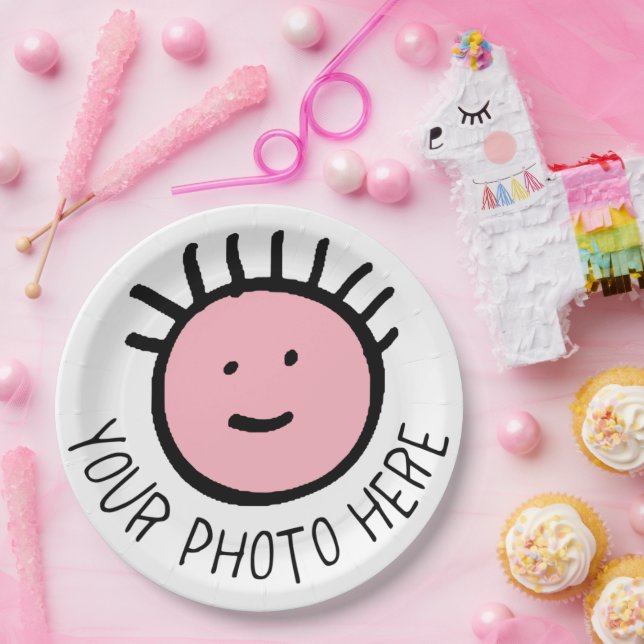 RUNDFONDS-Teller für Foto/Logos - 9 Zoll groß Pappteller (Party)