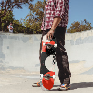 Rundformen in Rot, Grau und Schwarz Skateboard