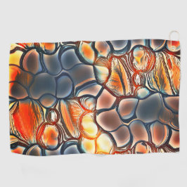 Rundförmige Formen in gebranntem Zyan und Orange Golfhandtuch