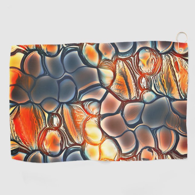 Rundförmige Formen in gebranntem Zyan und Orange Golfhandtuch (Horizontal)