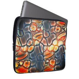 Rundförmige Formen in gebranntem Zyan und Orange Laptopschutzhülle