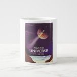 Rundgang durch das Universe Vintag Science Fiction Jumbo-Tasse<br><div class="desc">Besichtigen Sie das Universe Vintage Science Fiction Poster einer Rakete, die auf einer Alien-Welt in den Orbit explodiert.</div>