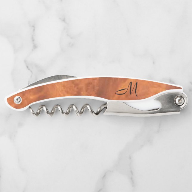 Rundholz aus Nussholz *Monogramm* Kellnermesser (Rückseite)