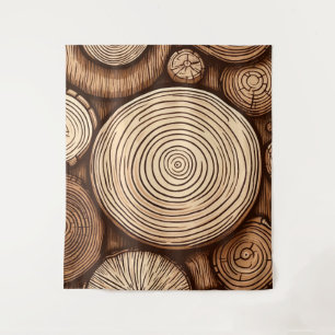 Rundholz Baumstämme Holz Holzland Wald  Wandteppich