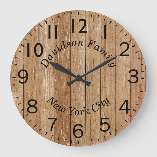 Rundholzeffekt Große Wanduhr (Vorderseite)