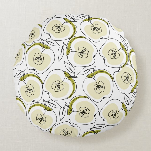 Rundkissen mit Apfel in einer Reihe gezeichnet. Rundes Kissen (Vorderseite)
