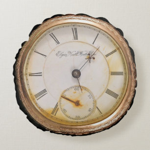 Rundkissen mit Taschenuhr-Motiv Rundes Kissen