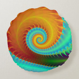 Rundkissen Toothal Spiral in Türkis und Gold Rundes Kissen