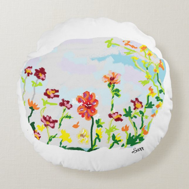 Rundkissen : Wilde Blume Rundes Kissen (Vorderseite)