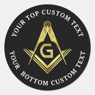 Rundkleber   Black Gold Square Compass Runder Aufkleber