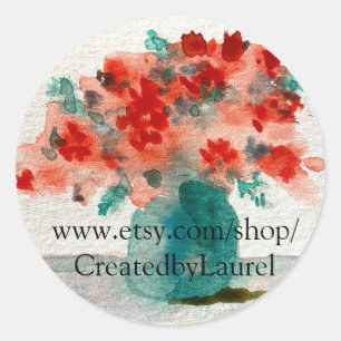 Rundkleber mit Blumendesign für Etsy Runder Aufkleber