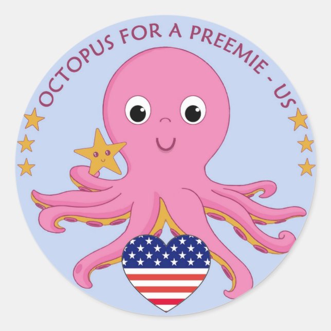 Rundkleber-Oktopus für eine Prämie in den USA Runder Aufkleber (Vorderseite)